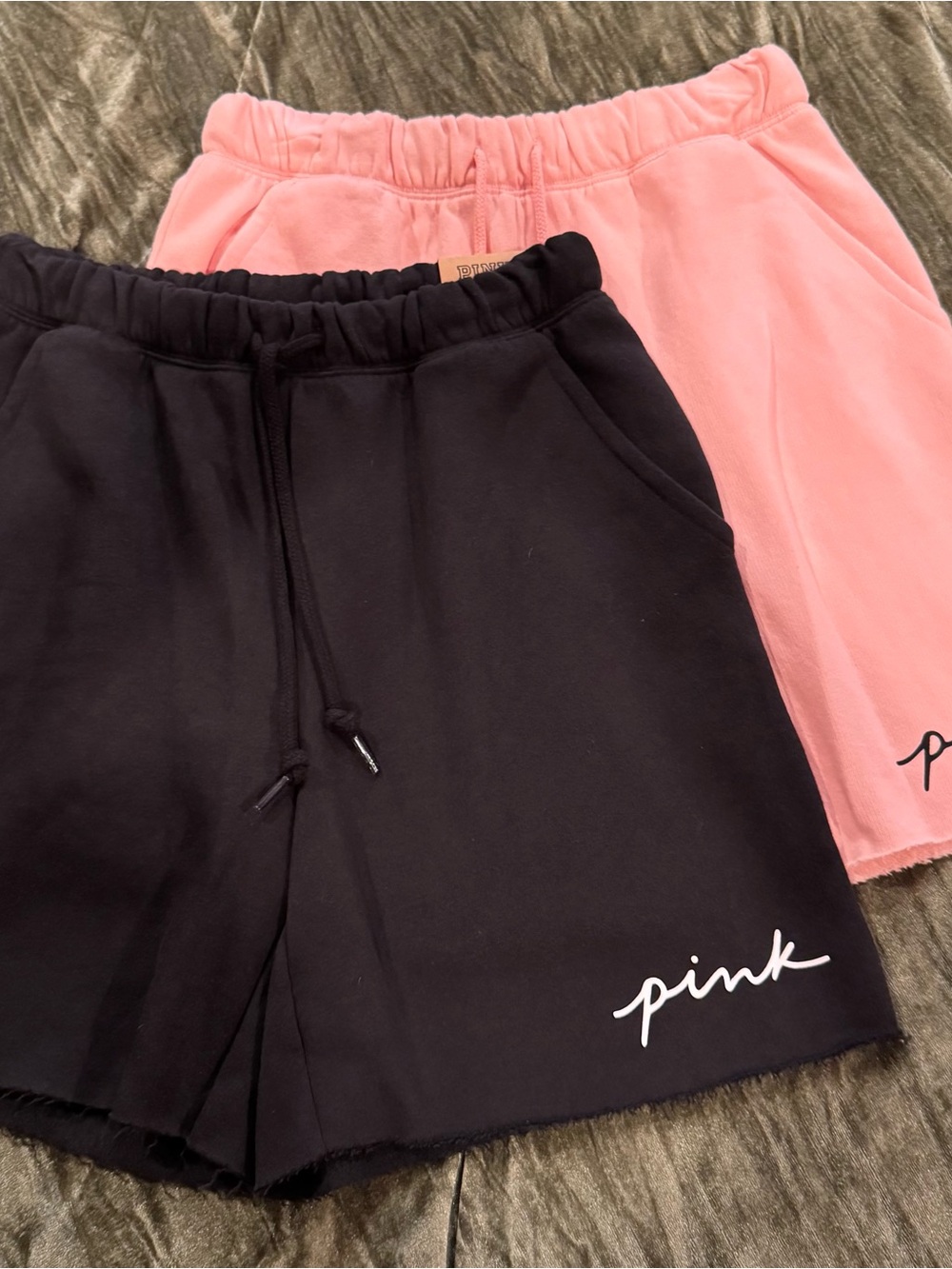 PINK Victoria's Secret Black and Pink Lounge Shorts Duo